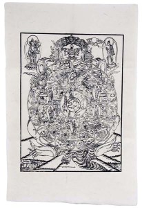 Lokta-Papier-Bogen, Druck, Lebensrad 1