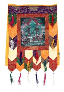 Stoff-Thangka, Grüne Tara, aufwendig