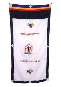 Tibetischer Türbehang, verschiedene Symbole, weiß