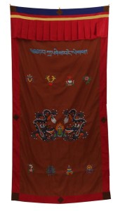 Tibetischer Türbehang, Drache, Om Mani, Eight Lucky Symbols, braun