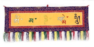 Om Mani Wandbehang, gross, quer, orange
