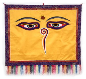 Buddha Wandbehang, "allsehende - beschützende Augen", orange, groß, ca. 107 X 98 cm