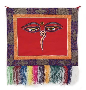 Buddha Wandbehang, "allsehende - beschützende Augen", rot, ca. 45 X 48 cm