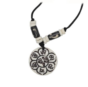 Yak Horn Anhänger - Tibet-Style, Om Mani Padme Hum, Allsehende Augen 5