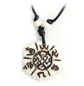 Yak Horn Anhänger, Endloser Knoten, Om Mani Padme Hum 1