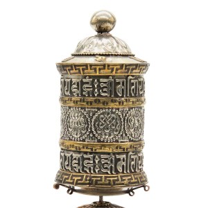 Tischgebetsmühle, Glückssymbole und Om Mani 1