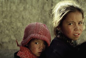 Grußkarte, Geschwister aus Leh, Ladakh, Indien
