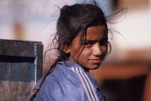 Grußkarte, Mädchen aus Varanasi, Indien