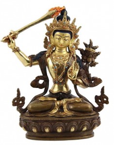 Vergoldete Manjushri Statue, 21,5 cm