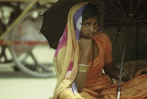 Grußkarte, Marktfrau aus Jaipur, Indien