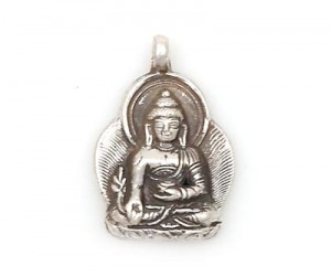 Medizin Buddha (Bhaisajyaguru) Anhänger aus Nepal, Sterlingsilber (925)