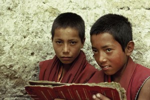 Grußkarte, Novizen des Klosters Thiksey, Ladakh, Indien