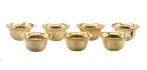 Opferschälchen, Wasserschalen-Set, Messing, 735 g.