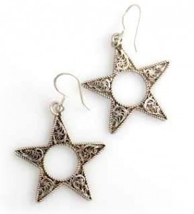 Sternförmige, filigrane Ohrringe aus Nepal, Sterlingsilber (925)
