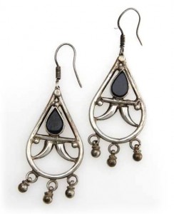 Silber-Ohrringe mit schwarzem Onyx
