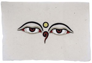 Lokta-Papier-Bogen, Druck, Allsehende Augen Buddhas 2