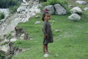 Grußkarte, Tibetisches Kind, Manali, Indien