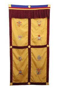 Tibetischer Türbehang, Eight Lucky Symbols, ocker