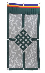 Tibetischer Türbehang, Endloser Knoten, teilweise lichtdurchlässig, grün