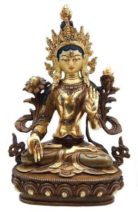 Vergoldete "Weiße Tara" Statue, 22 cm