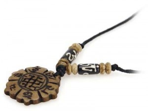 Anhänger Yak Knochen Tibetanisch Endlos Knoten Glückssymbol 