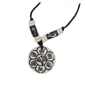 Yak Horn Anhänger - Tibet-Style, Om Mani Padme Hum, Allsehende Augen 5