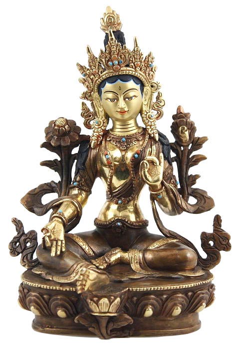 ALTE tibet Miniatur Grüne Tara Statue in SILBER