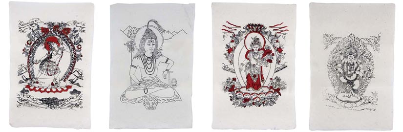 Papierbögen, Gottheiten